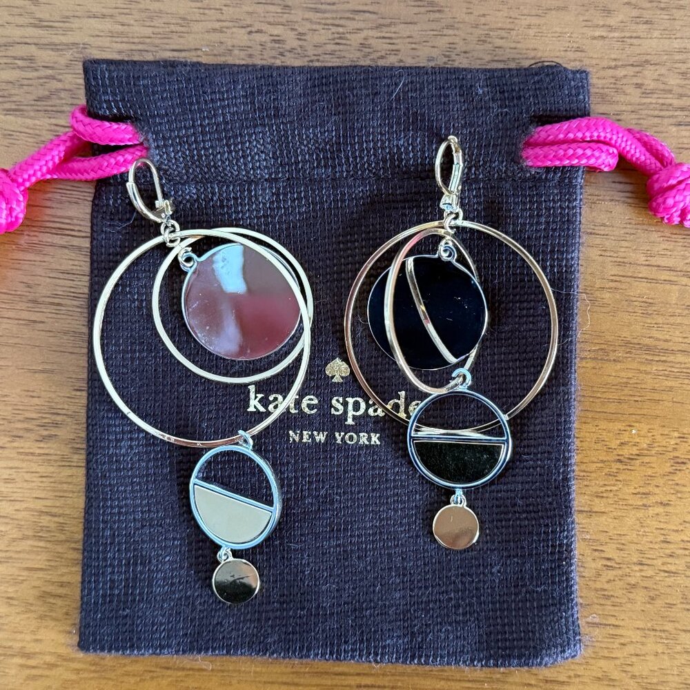 Kate Spade New York Statement Hoop Earrings w/ Cubic Zirconia, Silver/Gold Tones